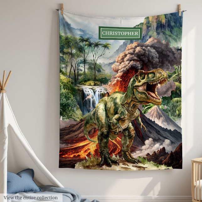 Couverture Dinosaure Personnalisée Garçon Annivers (Personalized Dinosaur Blanket Boy Birthday Gift)