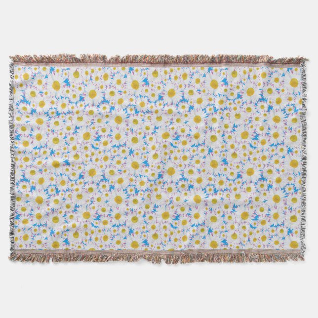 Couverture Ditzy White Daisy sur Sky Blue Arrière - plan (Devant)