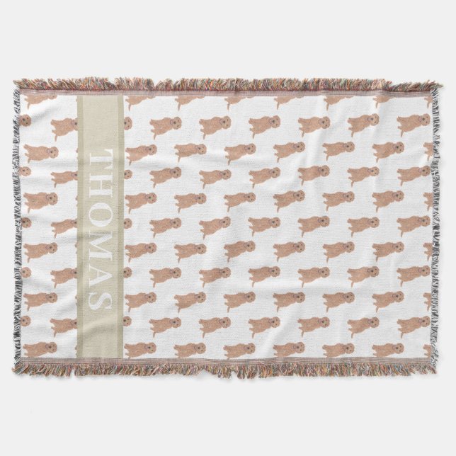 Couverture Doodle doré abricot rouge personnalisé (Devant)