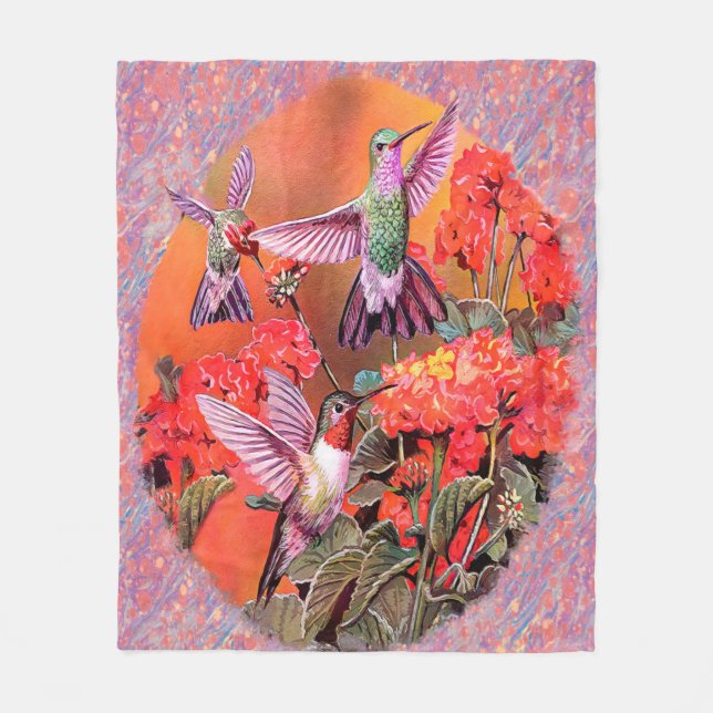 Couverture d'ouatine de 3 colibris (Devant)