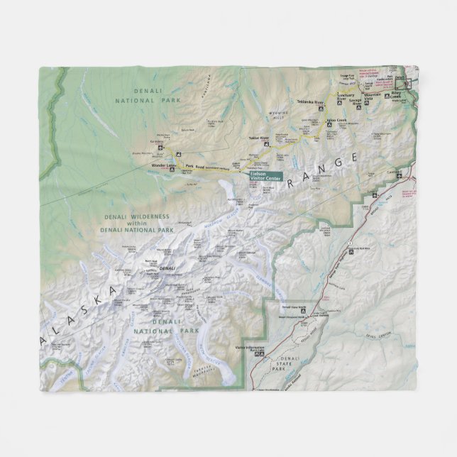 Couverture d'ouatine de carte de Denali (Alaska) (Devant (Horizontal))