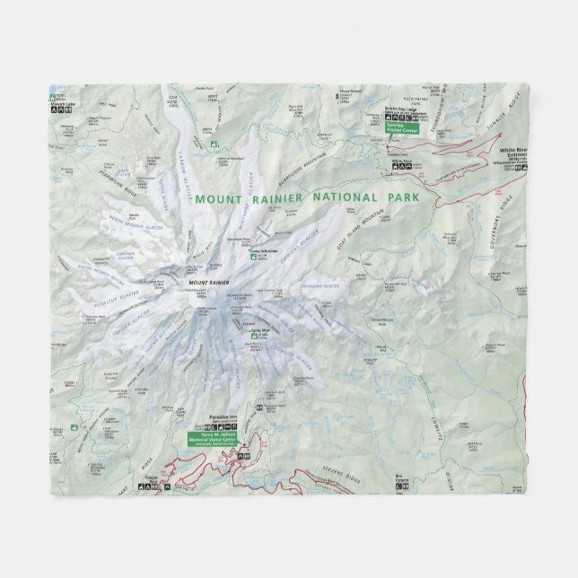 Couverture d'ouatine de carte du mont Rainier (Devant (Horizontal))