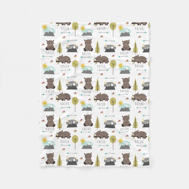 Couverture d'ouatine de motif d'ours de région (Devant)