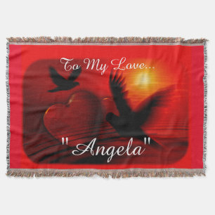 Couverture Doves & Coeurs Amour design Thon Blanket