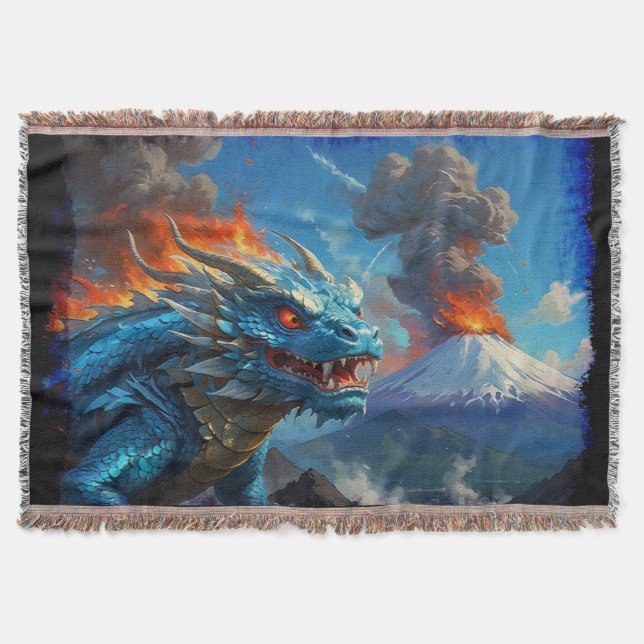 Couverture Dragon bleu chinois et volcan (Devant)
