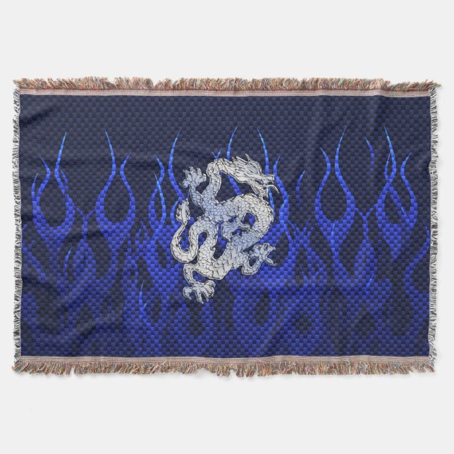 Couverture Dragon dans Chrome comme bleu Carbon Fiber Styles (Devant)