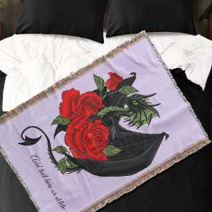 Couverture Dragon Noir Mystique Roses Rouges Lavande Gothique