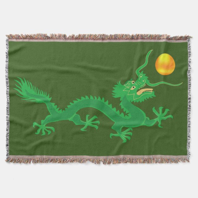 Couverture Dragon vert avec boule de soleil doré sur vert (Devant)