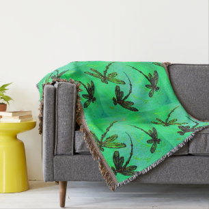 Couverture Dragonflies Superbe Vert & Turquoise Twist