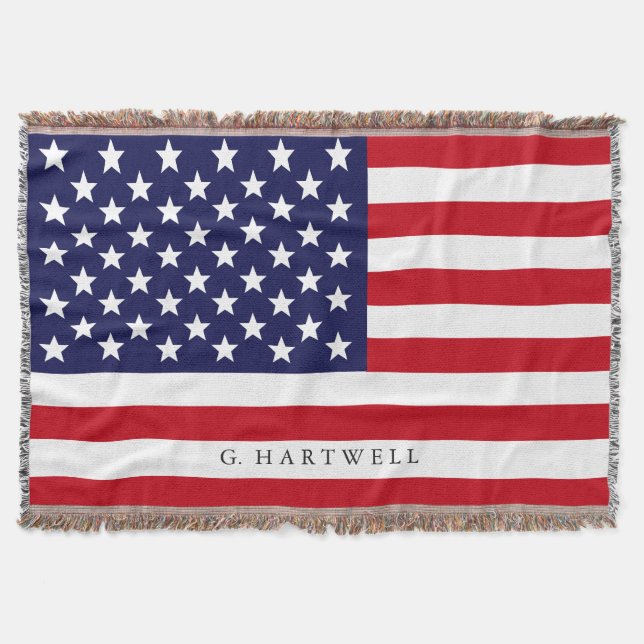 Couverture Drapeau américain patriotique stylisé de nom fait (Devant)