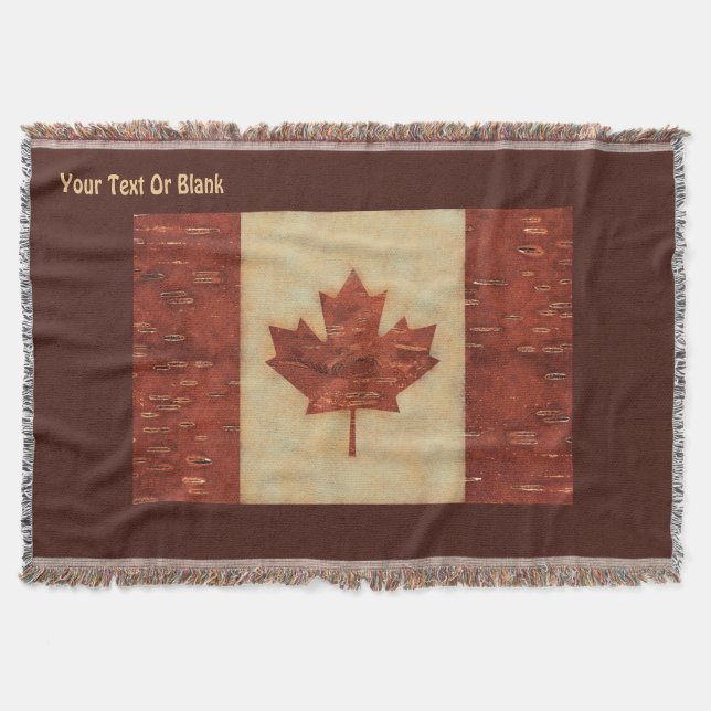 Couverture Drapeau Canadien Sur L'Écorce De Birch Intérieur (Devant)