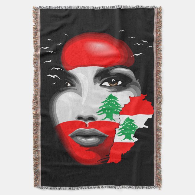 Couverture Drapeau et carte du Liban sur le visage de la fill (devant Vertical)