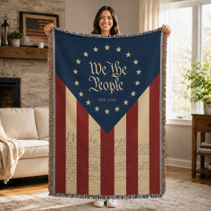 Couverture Drapeau vintage USA 250e anniversaire, Liberté pat