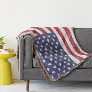 Couverture Drapeau vintage USA Patriotique Américain Rouge Bl