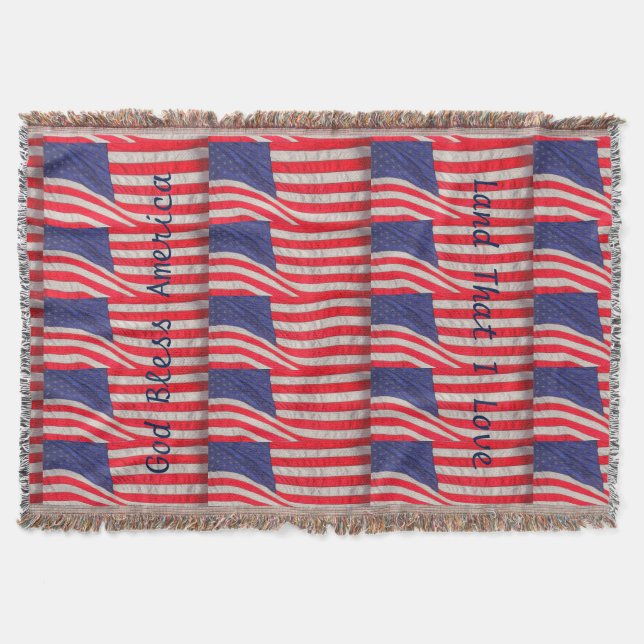 Couverture Drapeaux américains patriotiques Dieu béni l'Améri (Devant)