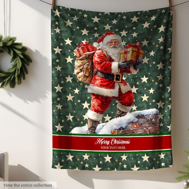 Couverture du Père Noël Festif avec nom personnali (Festive Santa Claus Blanket with Custom Name)