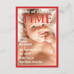 COUVERTURE DU STYLE TEMPS   Faire-part BÉBÉ