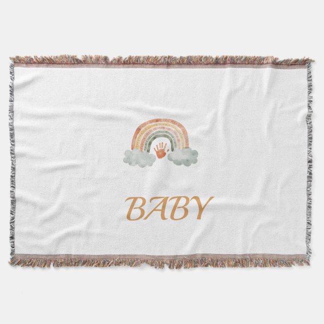 Couverture Earthy Tone Watercolor Boho Rainbow "Baby"  (Devant)