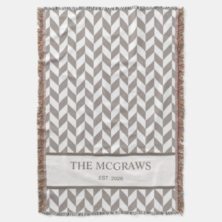 Couverture Écharpe Nouvellement Mariés Bark + Brun Herringbon