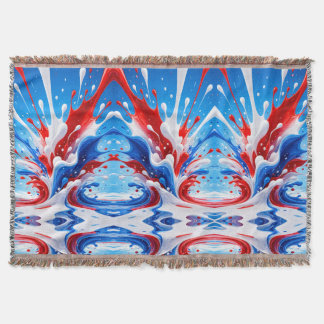 Couverture Éclaboussure Rouge Blanc et Bleu