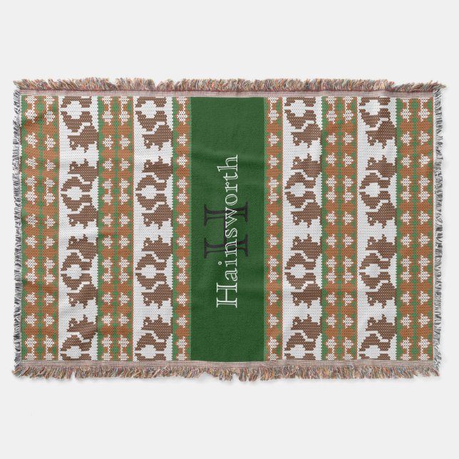 Couverture Écureuils et Acorns Fair Isle Monogram (Devant)