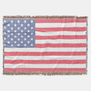 Couverture Effet Burlap du drapeau américain patriotique vint