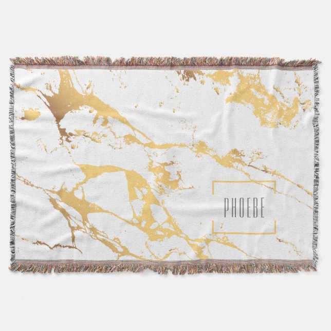 Couverture Effet Or Faux moderne Art Abstrait Lot Blanche (Devant)