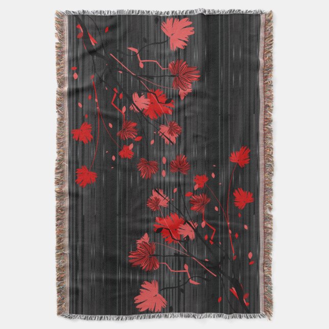 Couverture Élégant Art Déco Flore rouge avec rayures noires (devant Vertical)