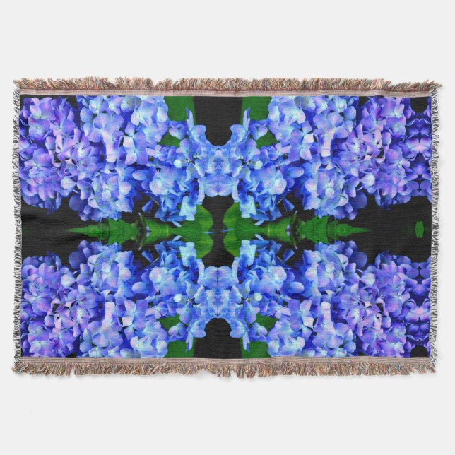 Couverture Élégant bleu violet clair magenta hydrangée floral (Devant)