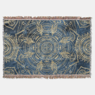 Couverture Elégant design de l'or de Mandala Blue Whimsy