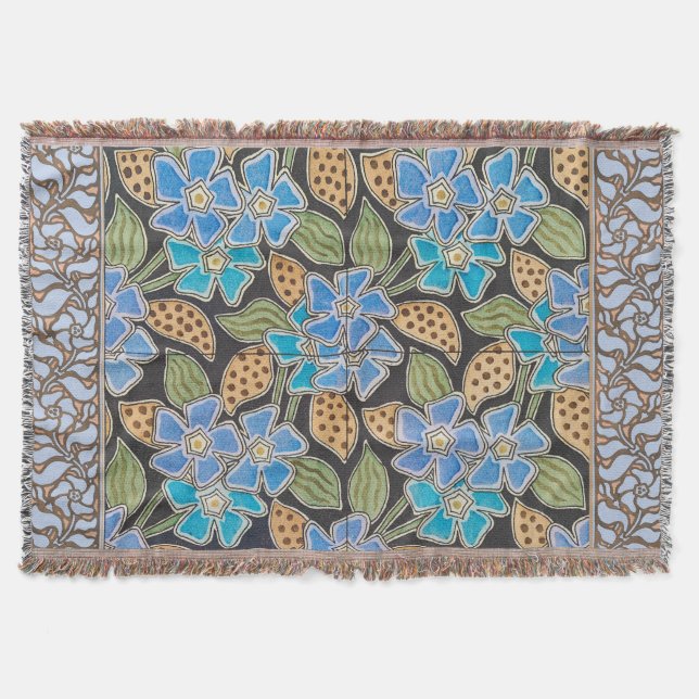 Couverture Élégant Fleur Bleu Périwinkle Floral Classic (Devant)