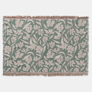 Couverture Élégant floral boho rose et vert foncé botanique