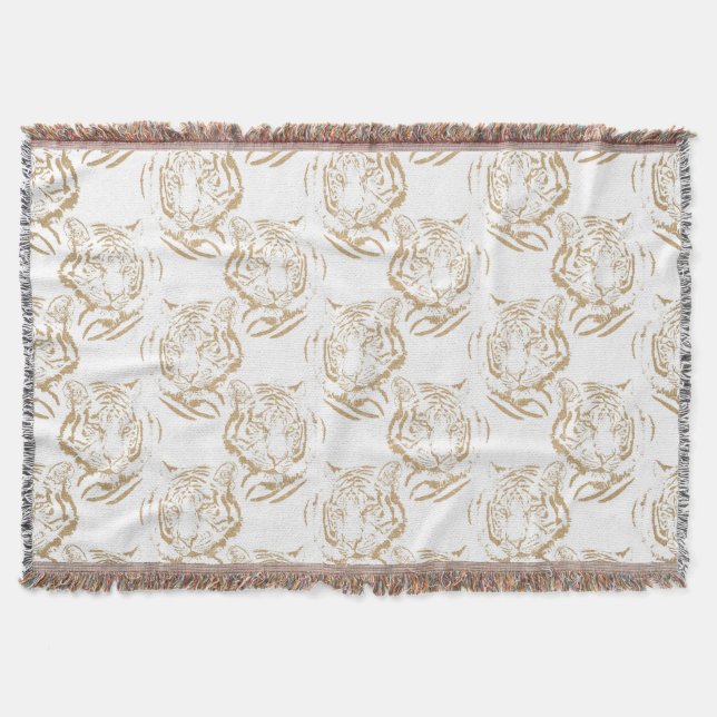 Couverture Elegant Gold Glitter Tiger Print White Design (Devant)