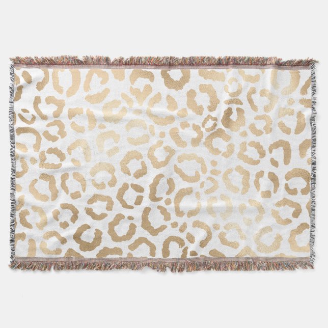 Couverture Elegant Gold White Leopard Cheetah Animal Print (Devant)