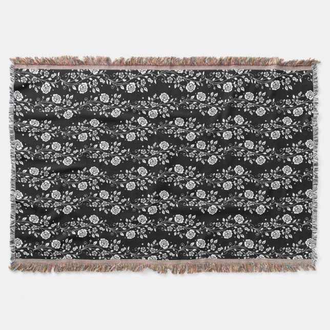 Couverture Élégant modèle floral noir (Devant)