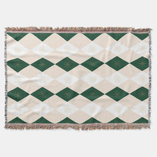 Couverture Élégant Motif arlequin de Noël avec flocon de neig
