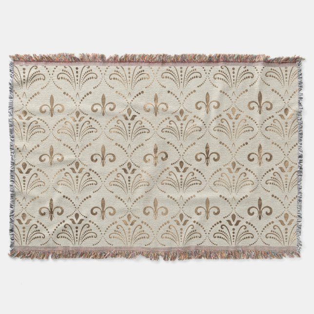 Couverture Élégant motif Fleur de lis - or pastel (Devant)
