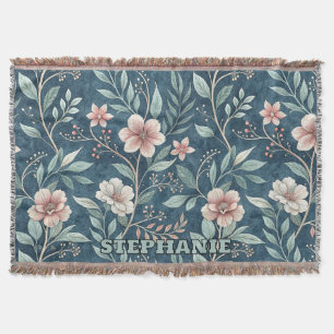 Couverture Élégant motif floral avec fleurs rose et crème