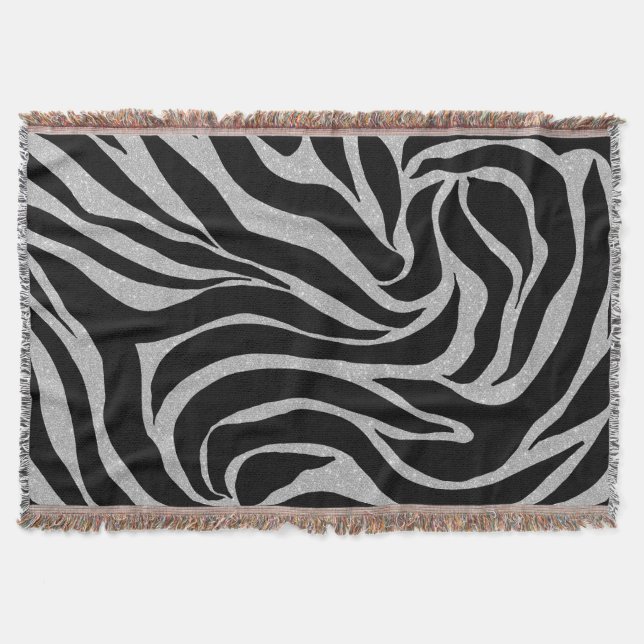 Couverture Elégant Parties scintillant noire Silver Zebra Pos (Devant)