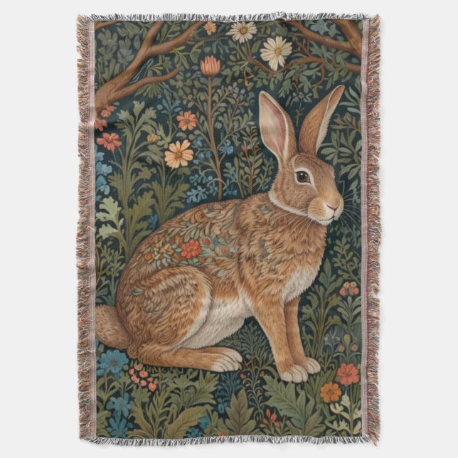 Couverture Élégant rétro boho lapin floral forestier (devant Vertical)