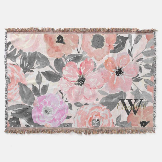 Couverture Elégante aquarelle simple florale (Devant)