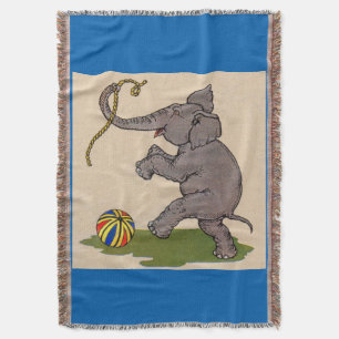 Couverture éléphant heureux jouant avec la corde et le ballon