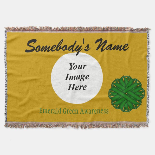 Couverture Émeraude vert Modèle de ruban de fleurs par K Yonc (Devant)