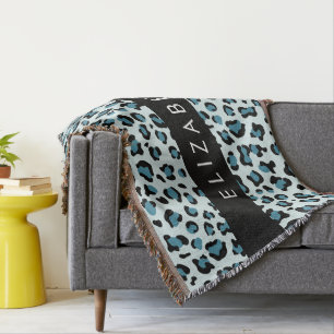 Couverture Empreinte de léopard, Spots, Leopard Bleu, Votre N