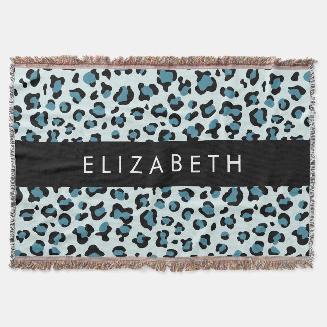 Couverture Empreinte de léopard, Spots, Leopard Bleu, Votre N (Devant)