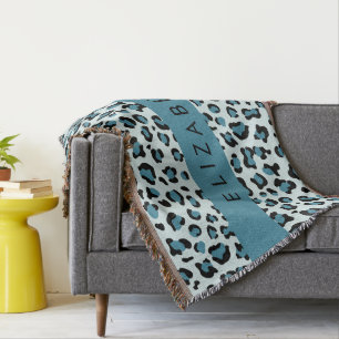 Couverture Empreinte de léopard, Spots, Leopard Bleu, Votre N