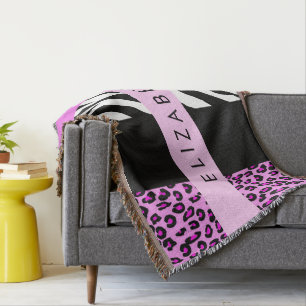 Couverture Empreinte de léopard, Zebra Print, Rose, Votre nom