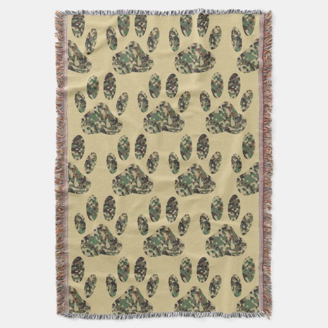 Couverture Empreinte de patte de chien Motif Camo (devant Vertical)