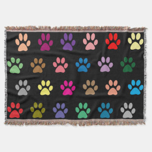 Couverture Empreintes de pattes de chiot coloré motif jeter l