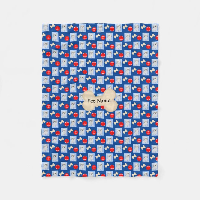 Couverture en polaire bleu Malshi personnalisée (Devant)